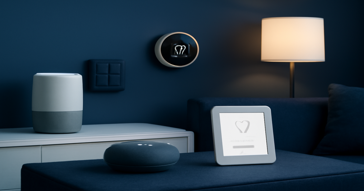 Explore cutting-edge гаджеты для умного дома in a modern living space, showcasing innovative technology.