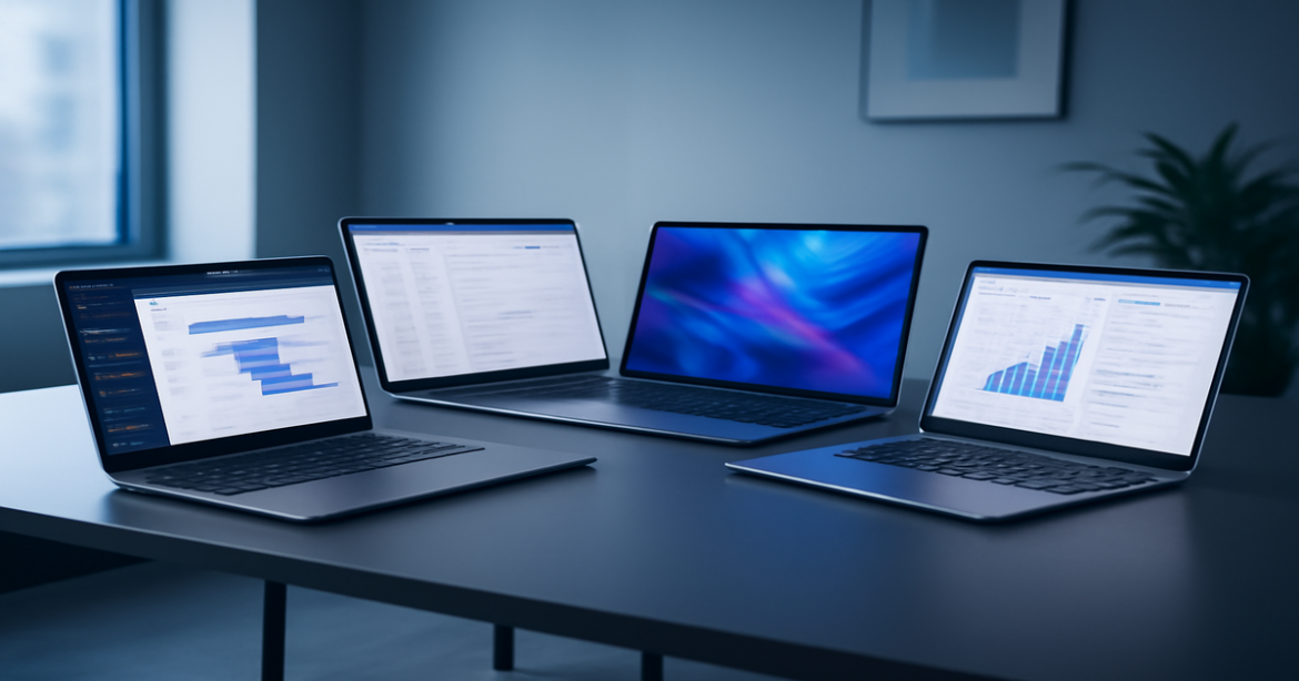 Top laptops for work in 2026 displayed in a modern workspace, showcasing technology and productivity.