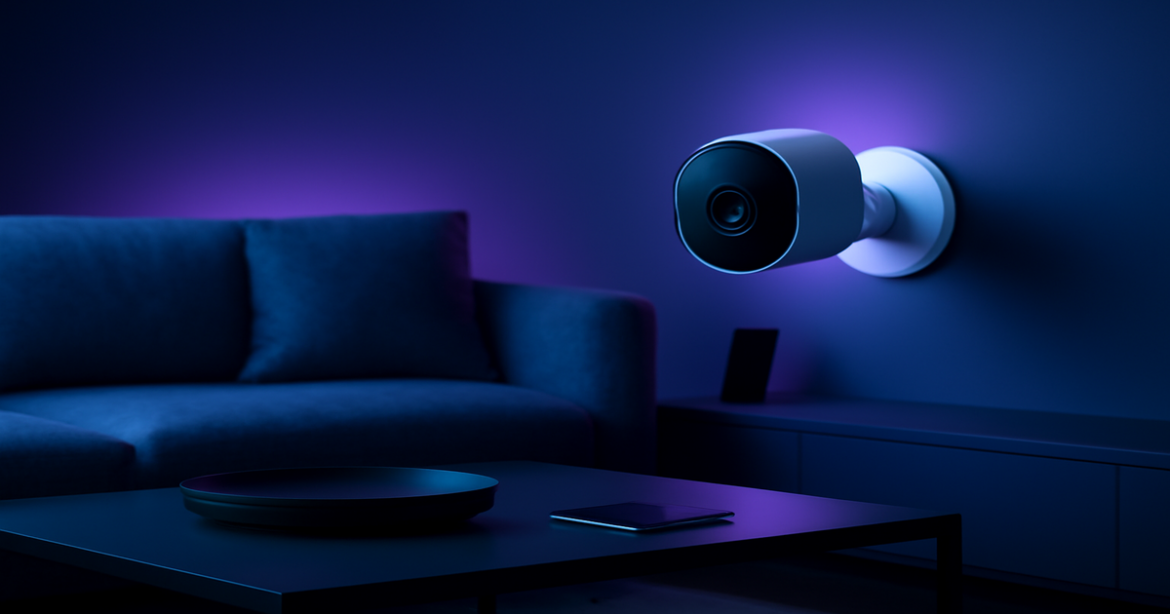 High-quality image of smart cameras in a modern setting for home security.